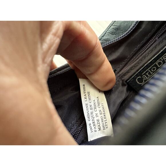 Vintage Carlo D'Santi Geanuine Leather Blue Shoulder BagTooled Leather Handbag - Picture 9 of 16